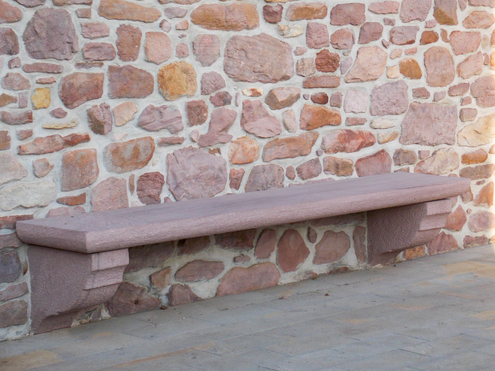 Red burgundy sandstone bench