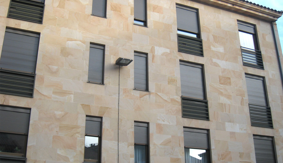 Cream Rustic Sandstone Modern Building Facade